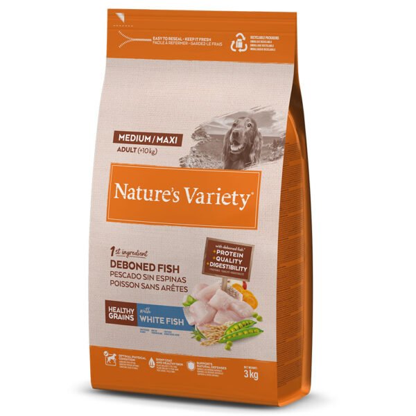 nature-s-variety-healthy-grains-mediummaxi-racao-seca-para-cao-adulto-medio-ou-grande-peixe-branco NATURE’S VARIETY DOG GRAIN MED ADULT WHITE FISH