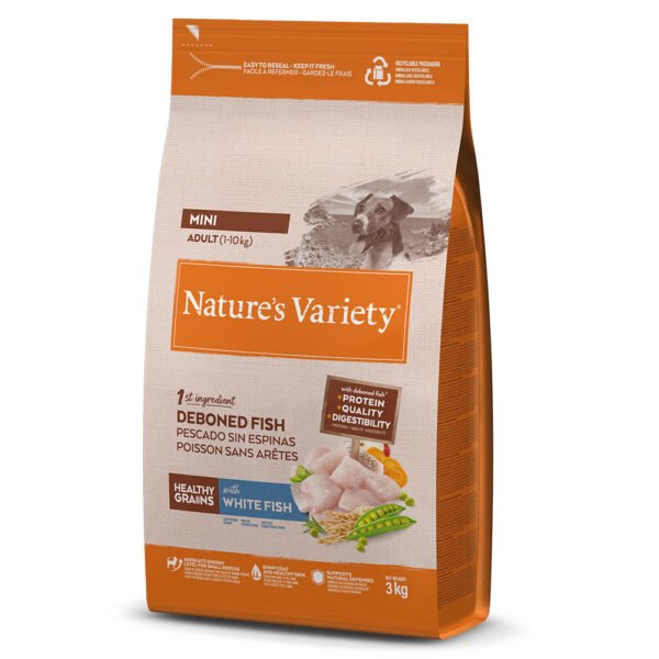 nature-s-variety-healthy-grains-mini-adulto-racao-seca-para-cao-adulto-de-porte-pequeno-peixe-branco NATURE’S VARIETY HEALTHY GRAIN ADULT MINI PEIXE BRANCO