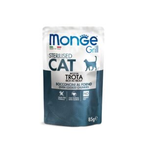 Monge Grill Sterilised Truta 85g – Comida húmida sem cereais para gatos esterilizados